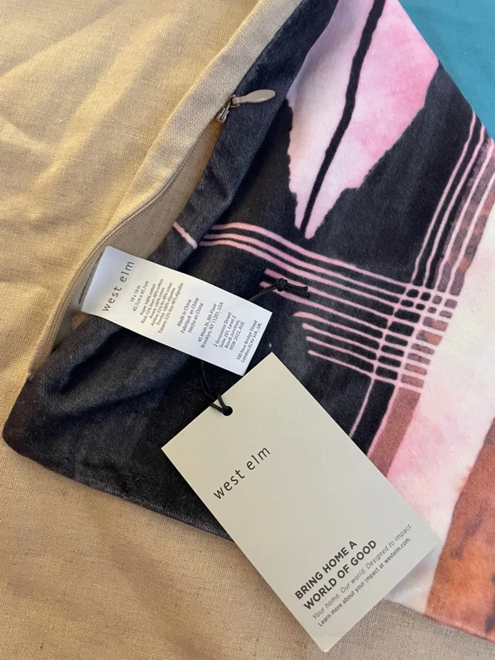 NWT West Elm Modern Mid Century Velvet Accent throw 18”x18” pillow cover